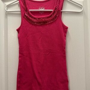 Pink Sleeveless Top with Faux Sequin Detail